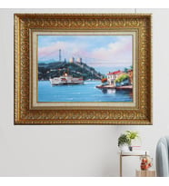 Altın Çerçeveli Paspartulu Tablo v07 (Gold)