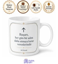 Kararlı Kişiye Özel Başarı Temalı Baskılı Kupa Bardak Motivasyon Hediye