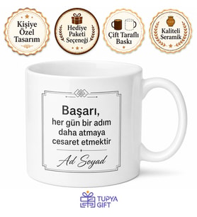 Motivasyon Sözü Yazılı Baskılı Kupa Bardak Hediyelik Özel Tasarım Porselen Mug