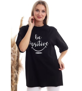 20333402 Süprem Be Positive Baskılı T-Shirt SIYAH (Siyah)
