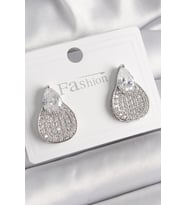 Pirinç Gümüş Renk Zirkon Taşlı Damla Model Kadın Küpe 5886 - HPSBYI1760-7838