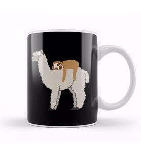 Sloth Riding Llama Adorable Lama & Sleepy Sloth Kupa Bardak Porselen