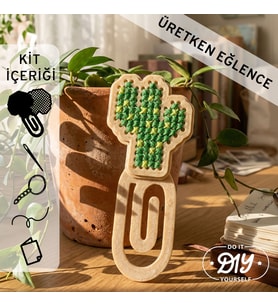 Etamina Çöl Bitkisi Figürlü Kanaviçe Kitap Ayracı Kiti