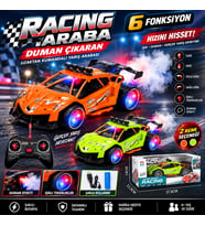 Şarjlı Racing Araba 6 Fonksiyonlu Duman Çıkaran Işıklı Uzaktan Kumandalı Yarış Arabası 1 Adet
