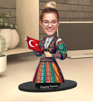 Kişiye Özel Yöresel Türk Kadını Tasarımlı Karikatür Biblo