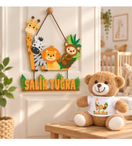 Kişiye Özel Bebek Kapı Süsü (Peluş Ayıcık Hediyeli) – Baby Shower / Hastane Odası