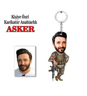 Kisiye Özel Karikatür ASKER anahtarlık