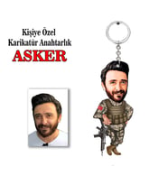 Kisiye Özel Karikatür ASKER anahtarlık