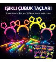 Karanlıkta Parlayan Glow Taç Seti 12 Adet – Yıldız Kalp Ay Çiçek (Her Model 3 Adet)