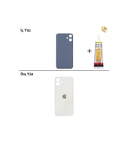 iPhone 12 Beyaz Arka Kapak Arka Cam Batarya Kapağı Lazer Kesim Kapak Pil Kapağı + B-7000 Yapıştırıcı