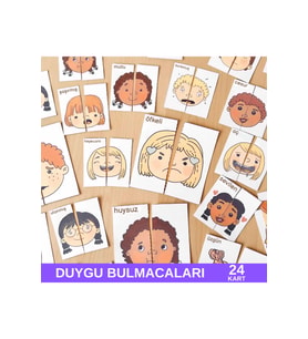 Duygu Bulmacaları (24 Kart), Okul Öncesi Duyguları Öğreten, Eğlenceli, İki Parçalı Yapboz.
