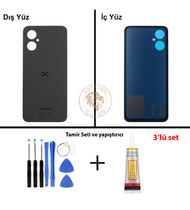 Omix Vida Seti + Yapıştırıcı Omix X3 Siyah Yapıştırıcı B-7000 Yapıştırıcı Vida Seti Arka Kapak Arka Cam Batarya Kapağı Lazer Kesim Kapak Pil Kapağı Back Cover