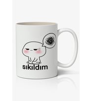Sıkıldım Yazılı Baskılı Kupa Bardak - Baskılı Kahve Kupa Bardak
