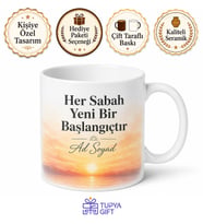 Kişiye Özel Pozitif Başlangıç Temalı Baskılı Kupa Bardak Hediye