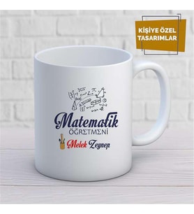 Kişiye Özel İsim Yazılabilir Matematik Öğretmeni Kupa Bardak