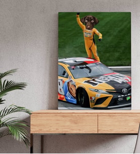 Evcil Dostlara Özel Nascar Pilotu Tasarımlı Portre Kanvas Tablo-1