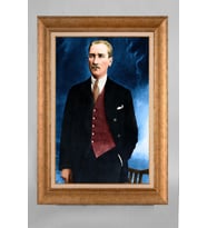 Altın Varaklı Çerçeveli Paspartulu Atatürk Tablo a190 (Gold)