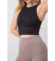 DoReMi Seamless Zebra Desenli Halter Yaka Spor Sütyen (Siyah)