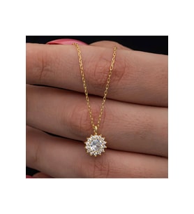 Gümüş Gold Minimal Yuvarlak Anturaj Kadın Kolye CSR2181325