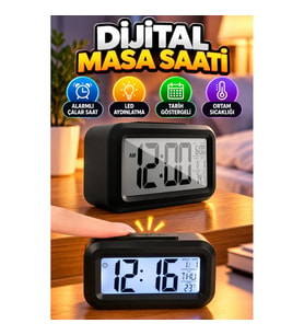 Gece Dijital Masa Saati LCD Ekranlı Alarmlı Led Çalar Saat