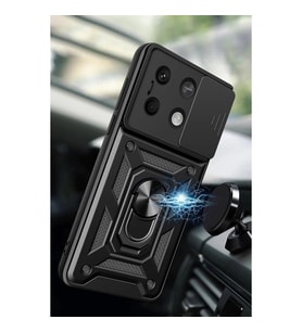 Po M6 Pro 4g Kılıf Pars Lens Yüzüklü  - Yeşil