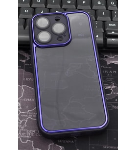 iPhone 13 Pro Uyumlu Mor Kenarlı Renkli Yarı Şeffaf Kapak Kılıf Kamera Lens Korumalı