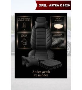opel astra k 2020 Koltuk ve Kılıf uyumlu Minder Yastık Lüks Siyah 2 Minder 2 Yastık