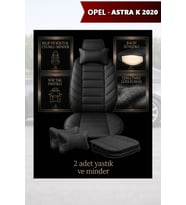 opel astra k 2020 Koltuk ve Kılıf uyumlu Minder Yastık Lüks Siyah 2 Minder 2 Yastık