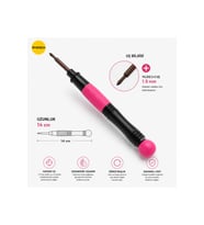 Profesyonel Hassas Cep Telefonu Tamir Tornavidası 1.5 mm Yıldız (+) Uçlu 14 Cm No.671 Pembe Siyah