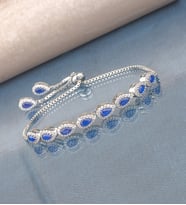 925 Ayar Gümüş Damla Safir Taşlı Asansörlü Bileklik