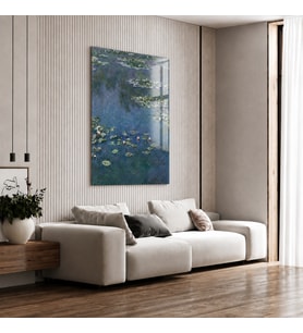 Claude Monet Water Lilies Nilüferler Temperli Cam Dekoratif Duvar Tablosu