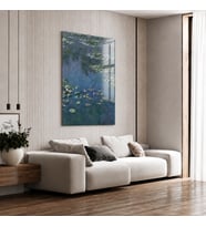 Claude Monet Water Lilies Nilüferler Temperli Cam Dekoratif Duvar Tablosu