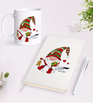 BK Gift Kişiye Özel Yılbaşı Mutlu Yıllar Tasarımlı Beyaz Defter Kalem Kupa Seti - 14