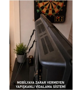 Mobilyaya Yapışkanlı V Tipi LCD TV Askısı Sabitleme Çoçuk Evcil Hayvan Deprem Koruma Güvenlik Kemeri