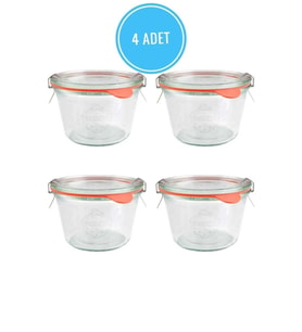 Set 4 Adet 370 ml Şeffaf Kavanoz, Saklama ve Sunum İçin Ideal