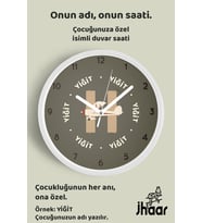 İsme Özel Helikopter Çocuk Odası Duvar Saati Orta Boy 30 cm Beyaz Camlı Sessiz