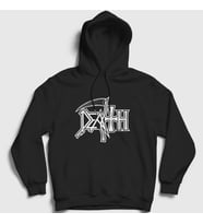 Presmono Unisex Beyaz Logo Death Kapüşonlu Sweatshirt 138123tt (Siyah)