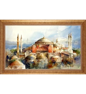 EV İŞYERİ OFİS İÇİN ALTIN ÇERÇEVELİ PASPARTULU TABLO VB40