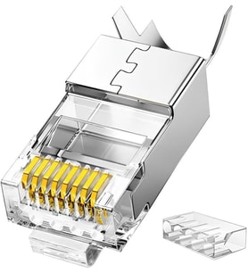 Lexroo Cat7 10 Gigabit Metal RJ45 Ethernet Konnektörü Altın Kaplama Korumalı 25 Adet