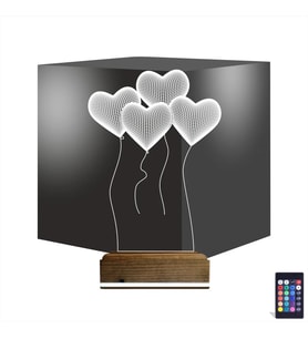 Luvivia Kalp Sevgiliye Hediye 3D Lamba - Masa Gece Lambası