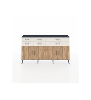 Arges Konsol 3 Raflı 6 Çekmeceli 4 Kapaklı 176x30x99 Antrasit-Çam/Aytaşı
