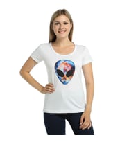 Bant Giyim - Alien Cosmos Beyaz Kadın T-shirt Tişört
