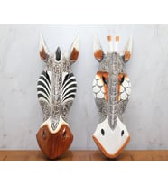 Ahşap Duvara Asmalı Maske Zebra (Çok Renkli)