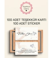 100 Adet Teşekkür Kartı ve 100 adet Teşekkür Sticker PYTKSVTK15