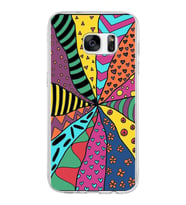 PrintiFy Samsung Galaxy S7 ile Uyumlu 1mm Slim Fit Retro Colors 4 Baskılı Şeffaf  Kılıf