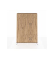 Arges Dolap 7 Raflı 5 Kapaklı Tek Askılı 132x30x195 Çam-Çam/Antrasit