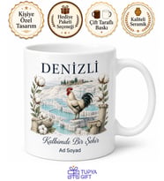 Denizli Şehir Hatırası Baskılı Kupa Bardak Hediye Porselen Mug