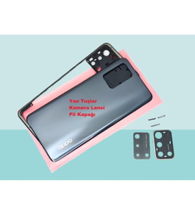 Tkgz - Oppo A74 FULL KASA Arka Kapak Batarya Kapağı - SİYAH