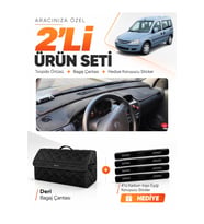 e-biz OPEL COMBO C (2001-2011) Uyumlu Torpido Örtüsü + Deri Bagaj Çantası Seti - Siyah - OP007