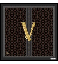 Logolu Desen Black Seri Twill Eşarp Eşarp Askısı ile Birlikte 90x90 cm Siyah Kir
